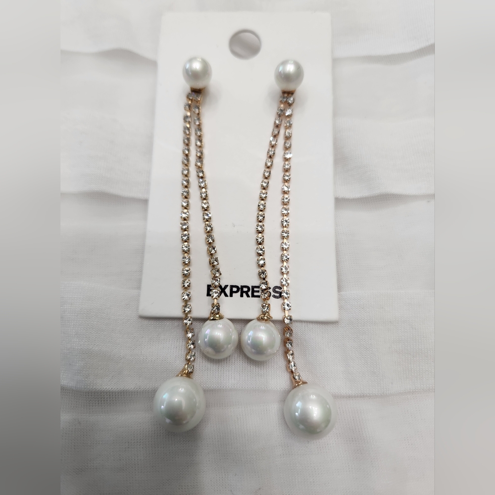 Express Imitation pearl and crystal drop earrings